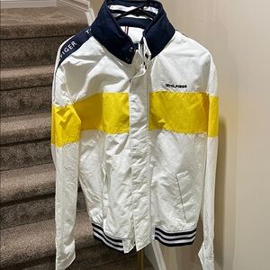 Tommy Hilfiger Men's White and Yellow Windbreaker